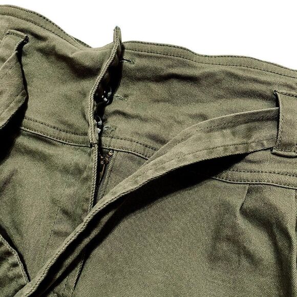 SHINE Star Olive Green High-Rise Paperbag Belted Mini Skirt - Picture 3 of 5